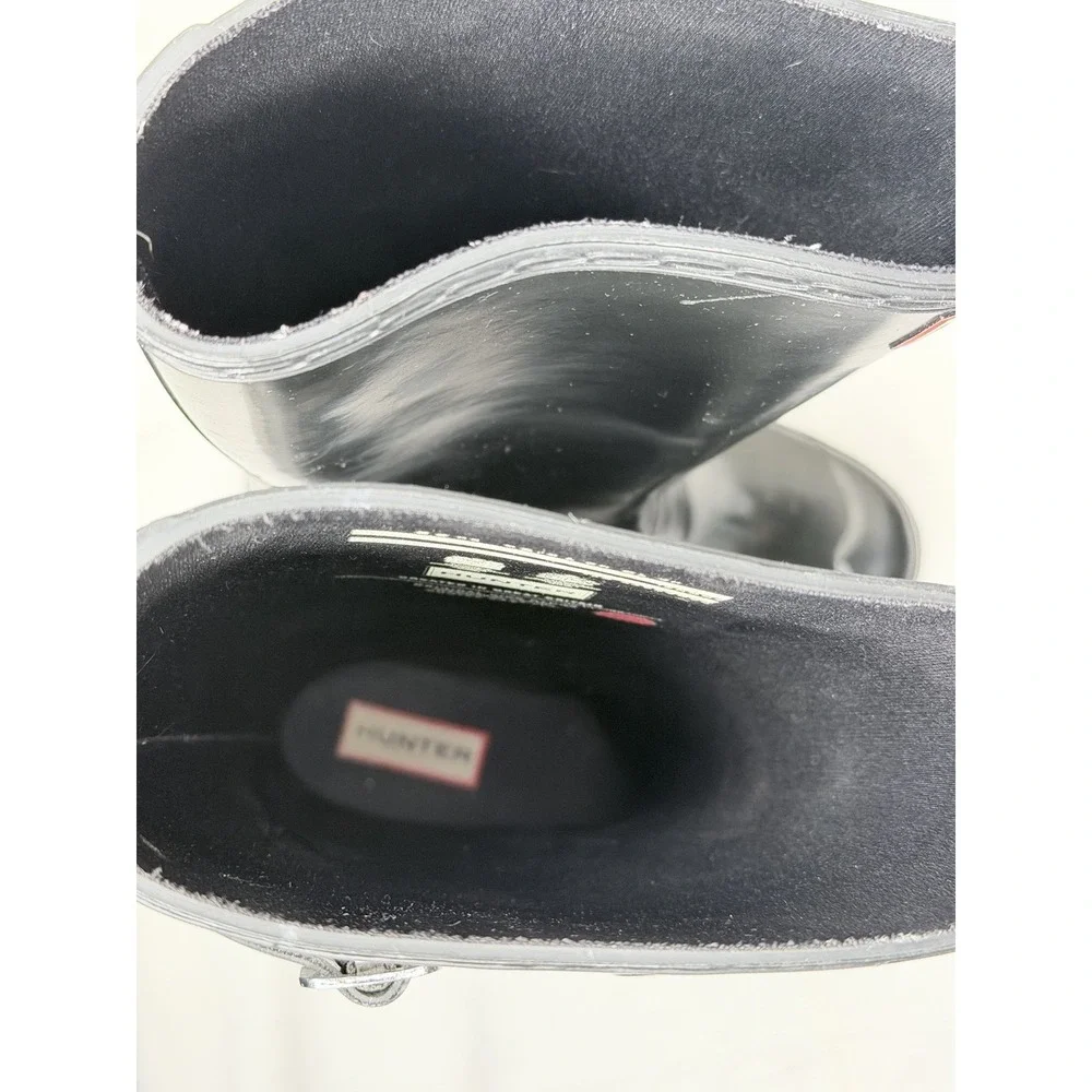 Hunter Big Kids Original Gloss Rain Boots‎ Size 1 Black Waterproof Buckle Strap